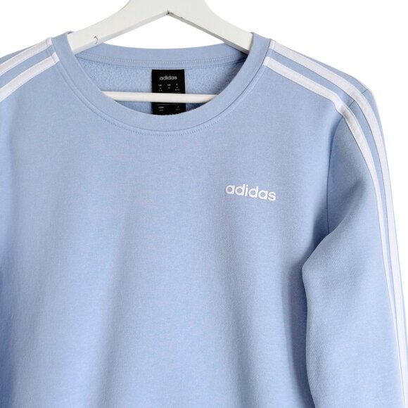 Adidas Womens Essentials 3-stripes Fleece Crew Sweatshirt Blue Medium EK5592 - Picture 2 of 7